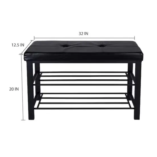 Simplify Black Entryway Bench with Shoe Storage {5}