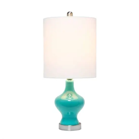 Lalia Home 22.5" Paseo Table Lamp with White Fabric Shade Teal and Linen White {3}