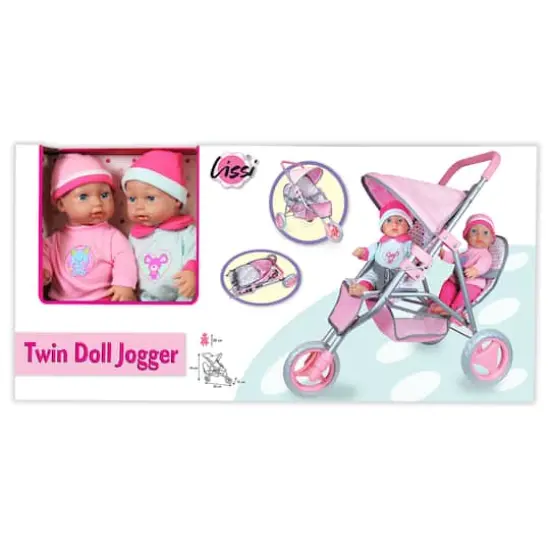 Lissi Dolls 11" Twin Baby Dolls With Twin Jogger Stroller {3}
