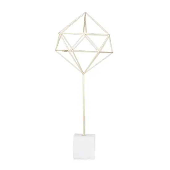 CosmoLiving by Cosmopolitan Gold Marble Contemporary Sculpture, 22" x 9" x 9" {3}