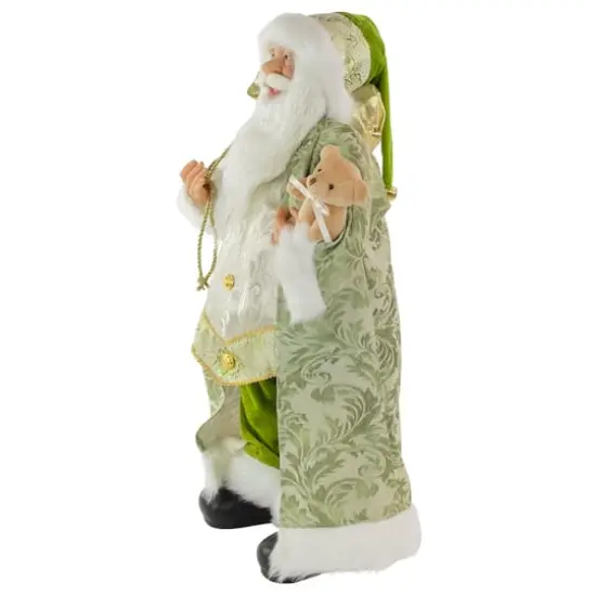 24" St. Patrick's Irish Standing Santa Claus Christmas Figure with Teddy Bear and Gift Bag {4}