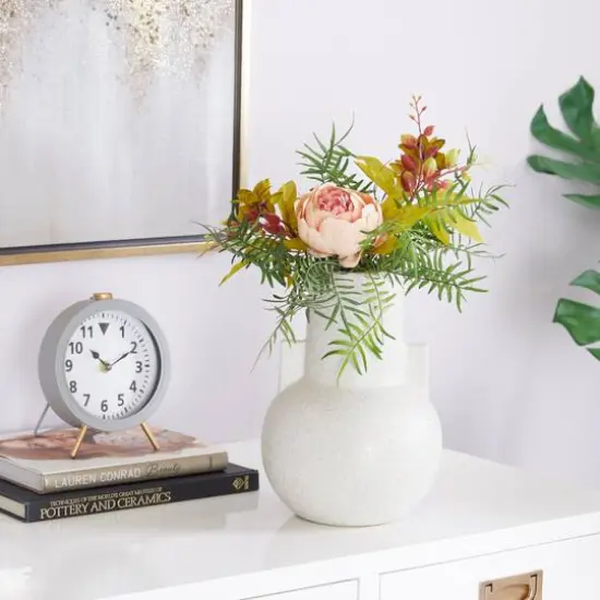 CosmoLiving by Cosmopolitan White Ceramic Modern Vase, 8" x 11" {8}