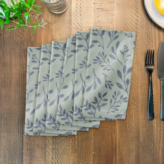 Delicate Floral Cotton Twill Napkin Green {4}