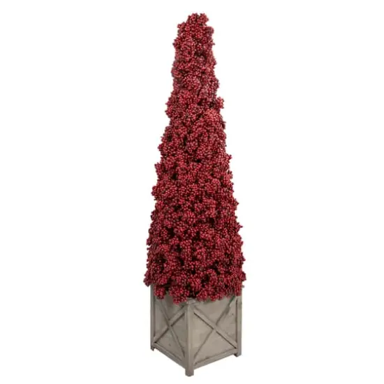 4ft. Red Berry Cone Potted Christmas Topiary {4}