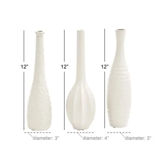 CosmoLiving by Cosmopolitan White Stoneware Modern Vase Set {8}