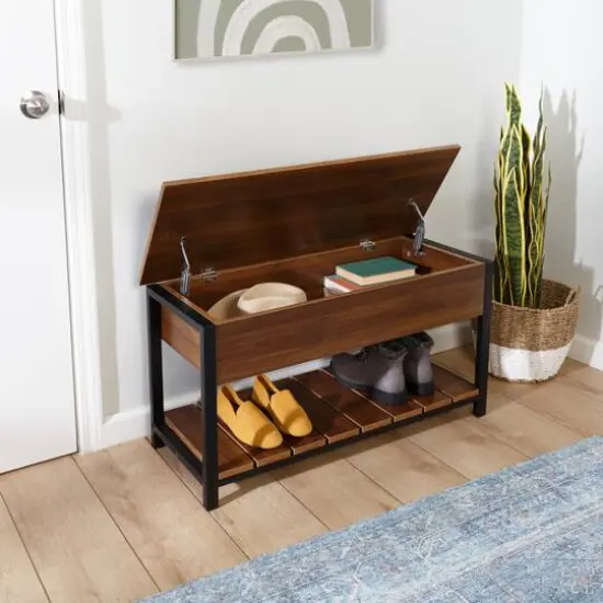 Honey Can Do Walnut Entryway Shoe Storage & Bench {7}