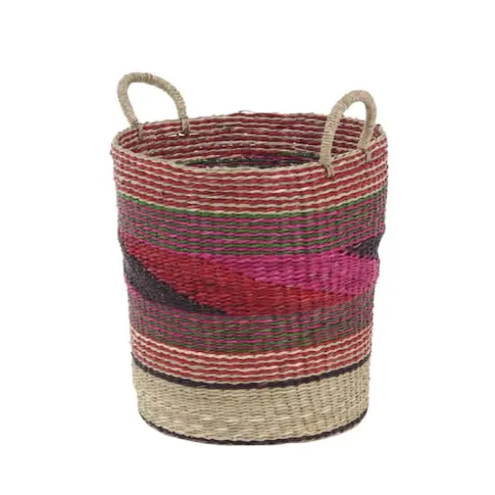 Pink Sea Grass Eclectic Storage Basket Set {5}