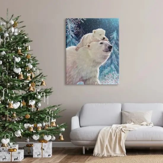 Stupell Industries Polar Bear & Cub Winter Scene Canvas Wall Art {3}