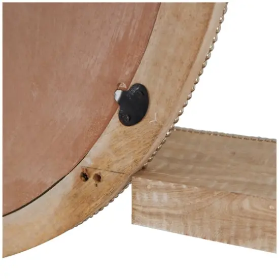 36" Light Brown Wall Mirror with Silver Beaded Outline {6}