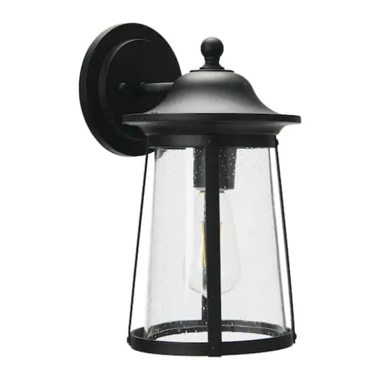 Hello Honey&reg; Robert Stevenson Lighting Portside Matte Black Metal & Seedy Glass Outdoor Light {1}