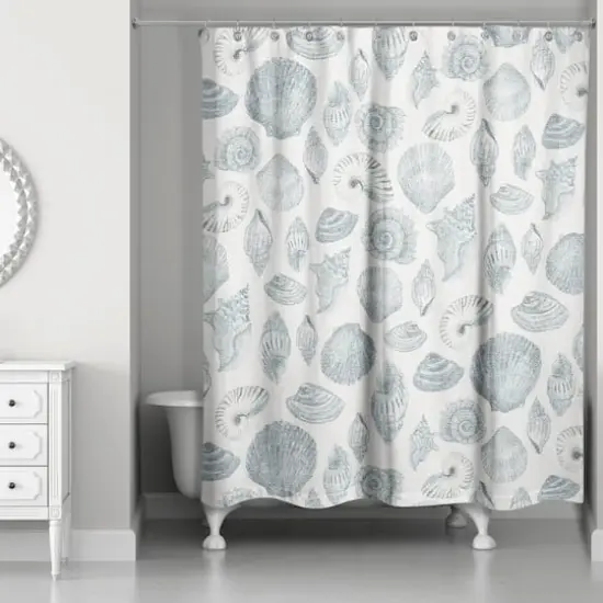 Multi Shell Shower Curtain Blue/White {1}
