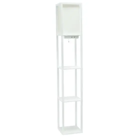 Simple Designs Floor Lamp with 2 USB Charging Ports/1 Outlet White {1}