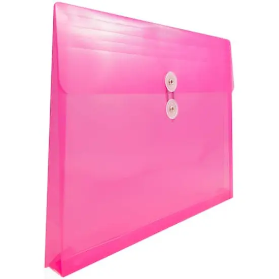 JAM Paper Letter Booklet Plastic Envelopes with Button & String Tie Closure, 12ct. Fuchsia {5}