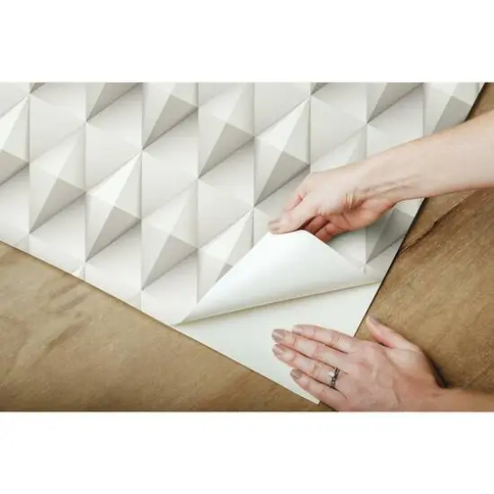 RoomMates Paragon Geometric Peel & Stick Wallpaper Taupe and White {10}