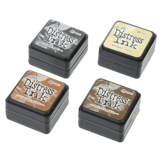 Tim Holtz® Distress Ink Pad Mini Kit no 3 Antique Linen/Vintage Photo/Walnut Stain/Black Soot {7}