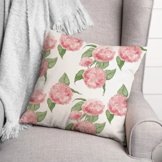 Pink Hydrangea Pattern 18" x 18" Throw Pillow {4}