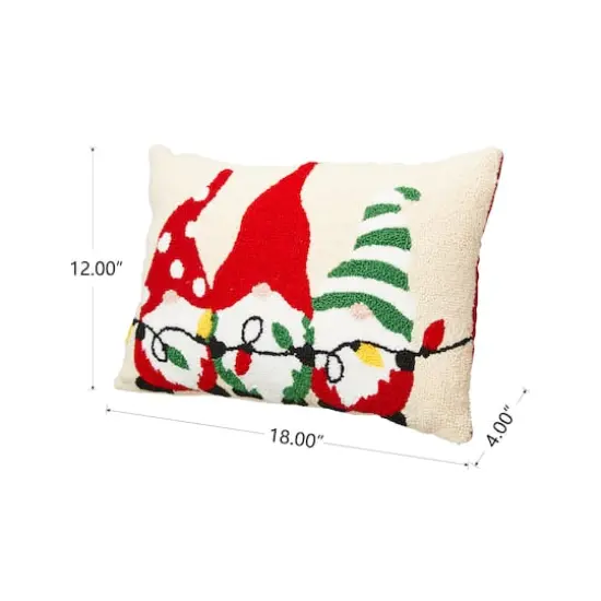 Glitzhome&reg; Hooked Christmas Gnomes Throw Pillow {5}