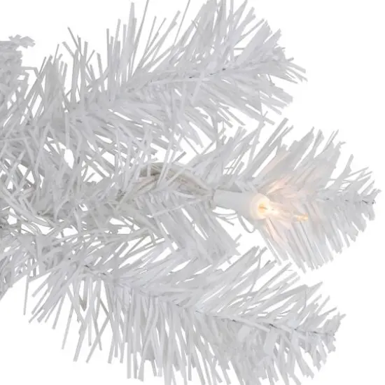 24" Pre-Lit White Artificial Christmas Pine Wreath {6}