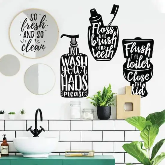 RoomMates Wash Your Hands Soap Quotes Peel & Stick Decals {3}