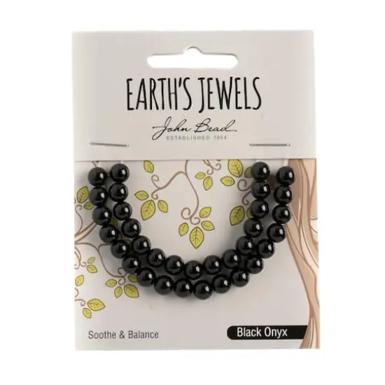 John Bead Earth's Jewels Natural Stone Round Beads, 6mm Black Onyx {3}