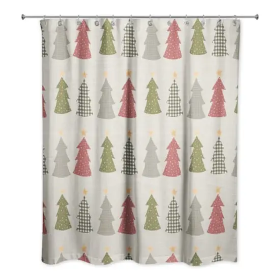 Cream Tree Pattern Shower Curtain {1}