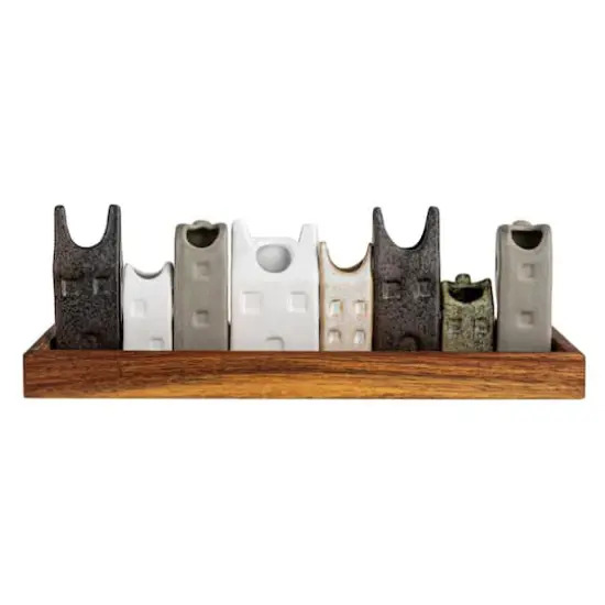 Hello Honey&reg; 4" Bohemian House-Shaped Stoneware Vase Set {8}