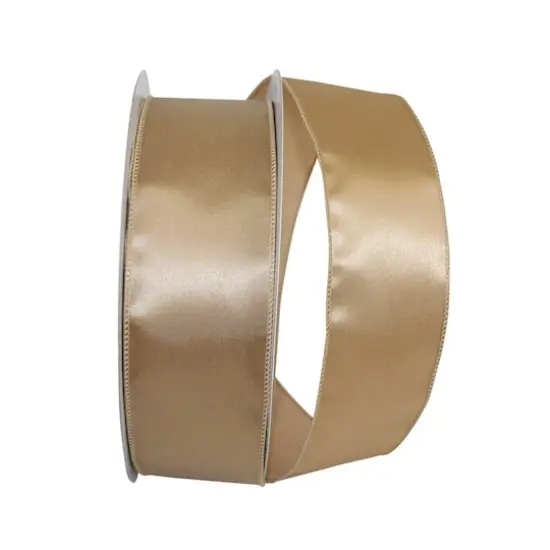 JAM Paper 2.5" x 50yd. Wired Satin Ribbon Antique Gold {1}