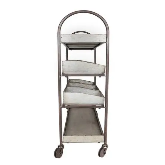 Hello Honey&reg; 46" Rustic Farmhouse Galvanized Metal 4-Tier Cart with 6 Storage Bins {7}