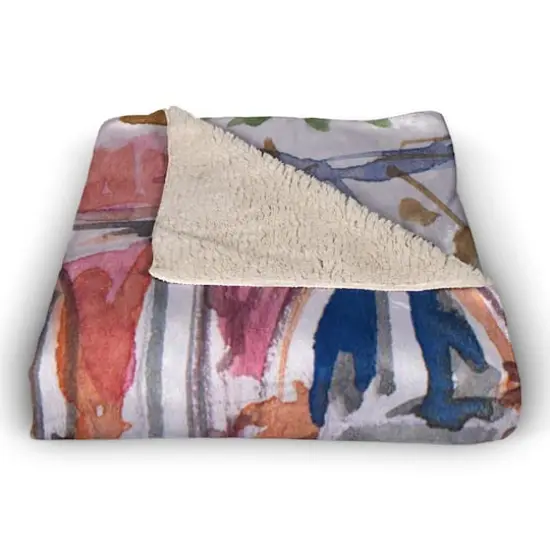 Watercolor Street Scene 50" x 60" Coral Fleece Blanket {3}