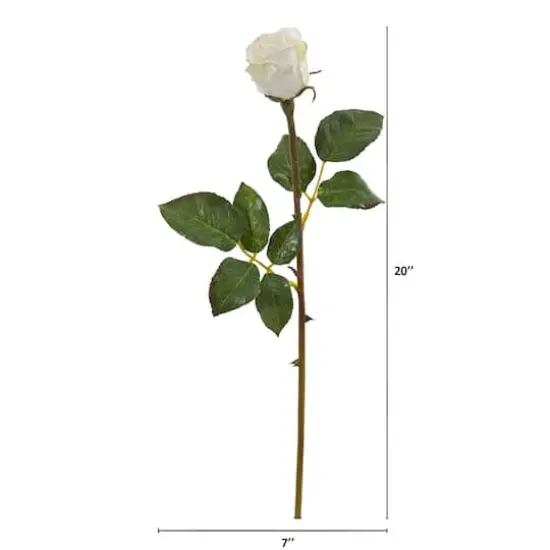 Rose Bud Flower Stem, 12ct. White {3}