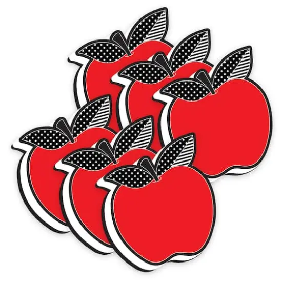 Ashley Productions Red Apple with Black and White Leaves Magnetic Whiteboard Erasers, 6ct. {1}