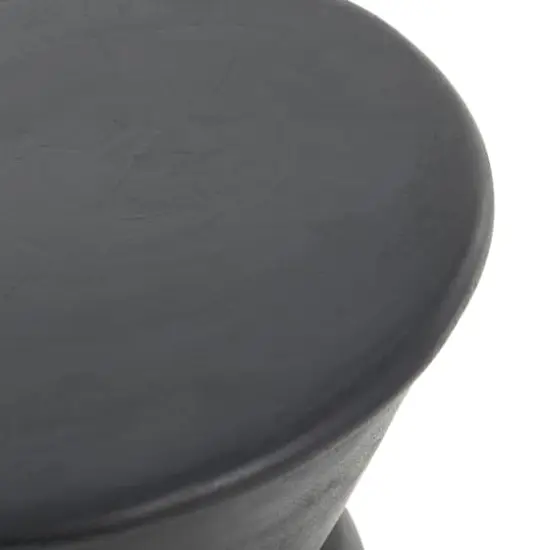 18" Black Wood Handmade Carved Hourglass Accent Table with 3D Ring Center {5}