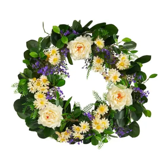 22" Mixed Rose & Daisy Wreath {1}