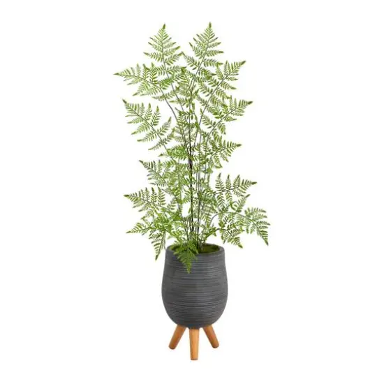 3ft. Ruffle Fern Tree in Gray Planter with Stand {1}