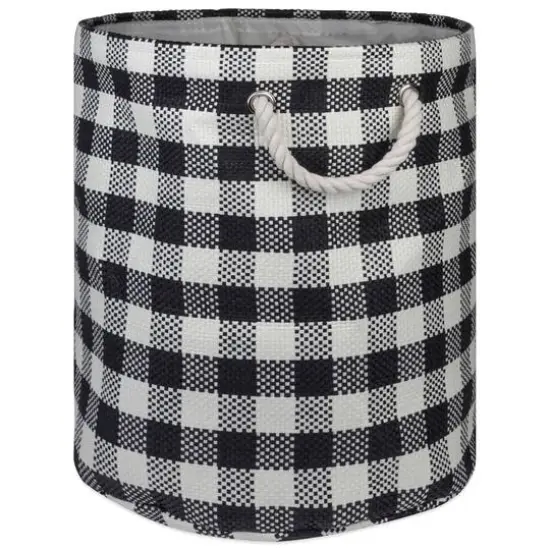 DII&reg; Medium Round Checkers Paper Bin Black {1}