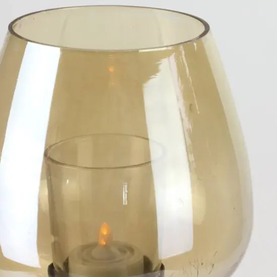 15" Decorative Medium Golden Luster Brown Stemmed Votive Candle Holder {3}