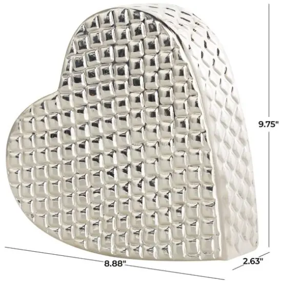 10" Silver Aluminum Heart Slanted Sculpture {9}