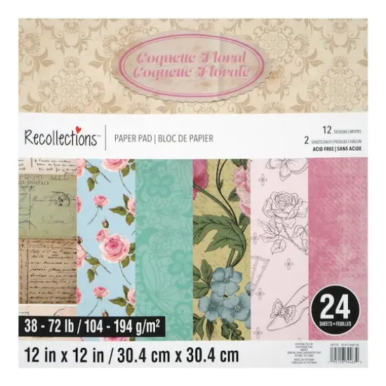 12" x 12" Coquette Floral Paper Pad by Recollections&trade;, 24 Sheets {1}