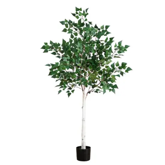 5ft. Potted Pre-Lit Artificial Birch Tree with Warm White LED Lights {1}