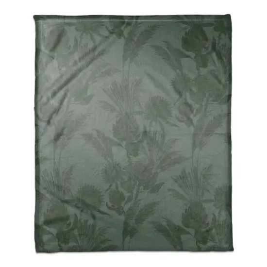 Tones Protea Blooms Coral Fleece Blanket Emerald {1}