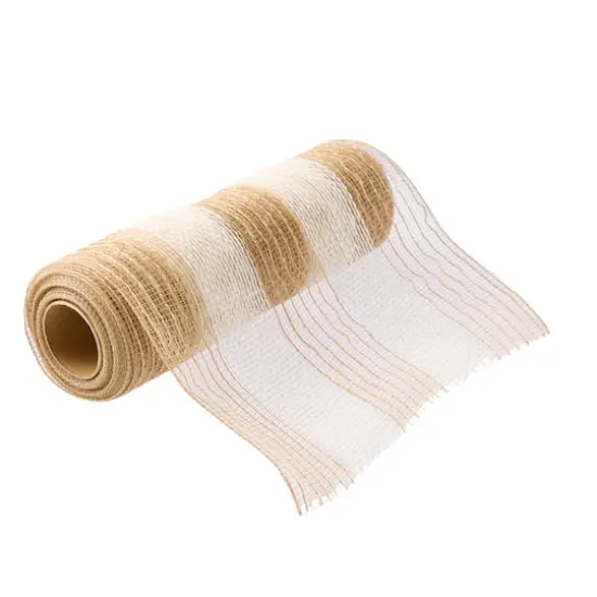 10" x 19ft. White & Natural Striped Mesh by Celebrate It&trade; {4}
