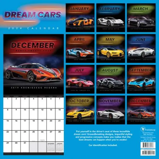 TF Publishing 2024 Dream Cars Wall Calendar {3}