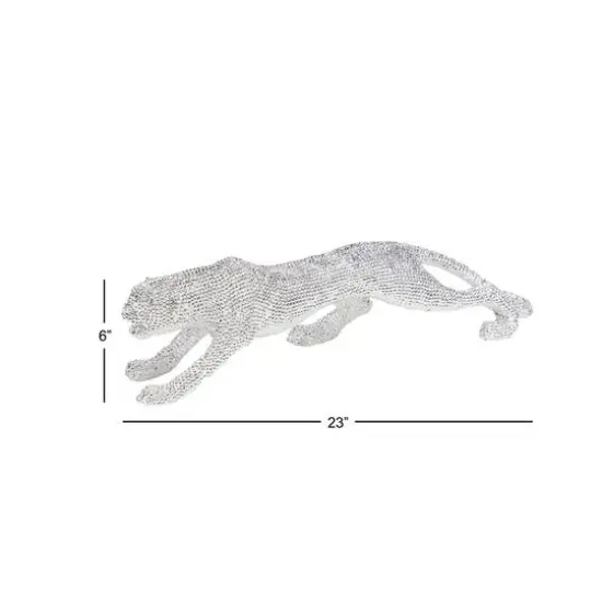 23" Silver Glam Leopard Sculpture {10}