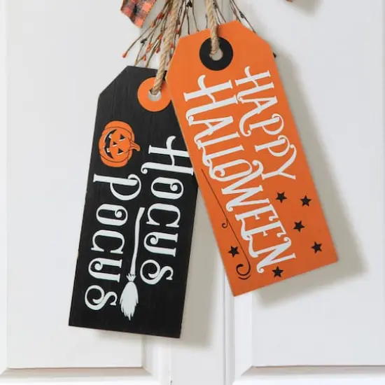 Glitzhome&reg; 24.75" Halloween Wooden Doorknob Hanging D&eacute;cor {4}
