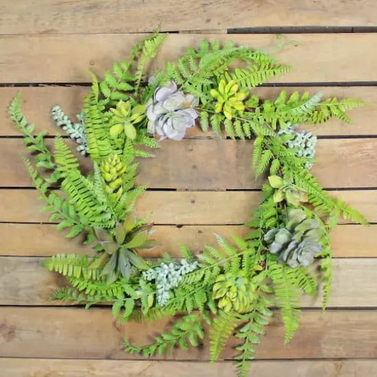 22" Succulents & Leaves Spring Wreath {4}