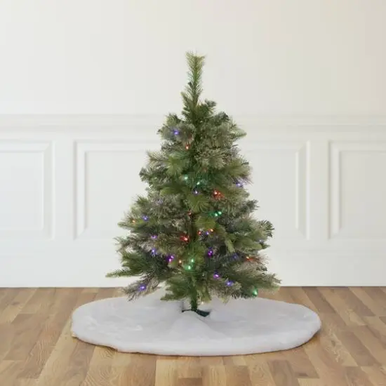 3ft. Pre-Lit Kingston Cashmere Pine Full Artificial Christmas Tree, Multicolor LED Lights {3}