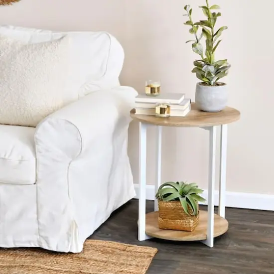 Household Essentials Jamestown 24" Round End Table Coastal Oak {3}