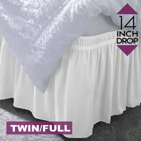 Home Details White Wrap Around Bed Ruffle, Twin/Full {9}