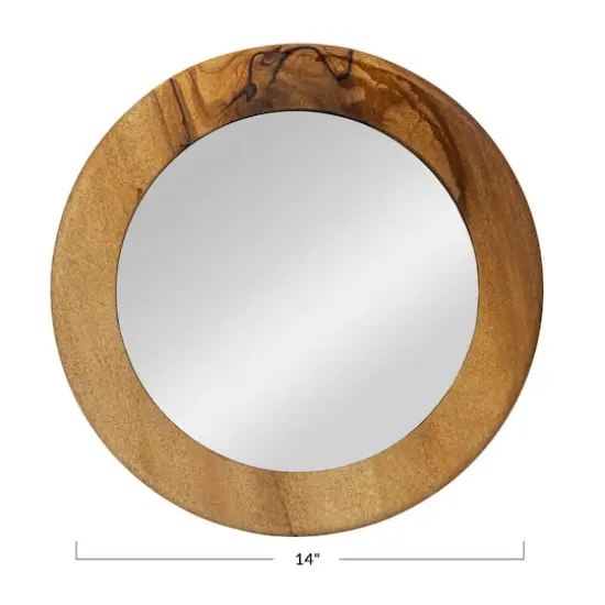 Hello Honey&reg; 14" Natural Brown Round Sandstone Wall Mirror {4}
