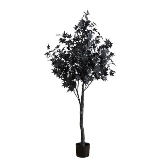 5ft. Pre-Lit Artificial Halloween Black Maple Tree with 240 Orange & Purple LED Lights {1}